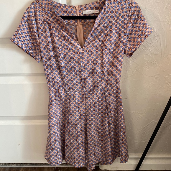 Lush Romper (Tan, beige, Blue, Maroon pattern) - Picture 1 of 3